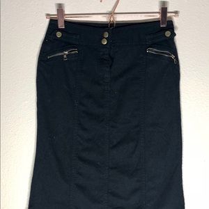 Black High Waisted Skirt with Gold Detail